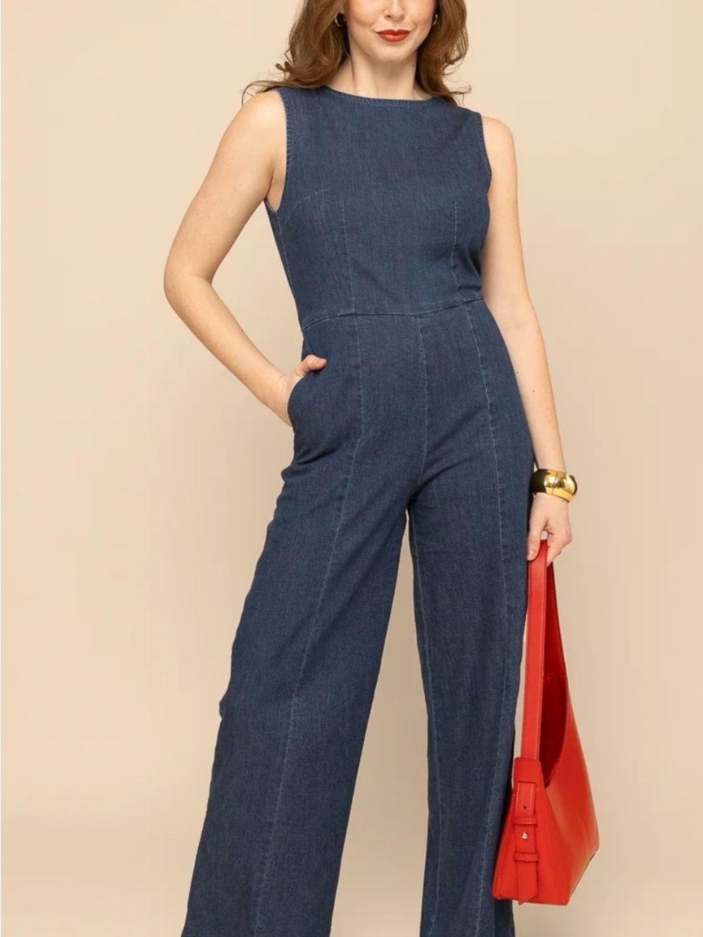 Mixed by Nasrin Boatneck Jumpsuit in Denim - M